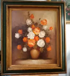 Buy Vintage Oil Painting On Canvas Still Life Flowers Roses  Framed Signed Large • 85£