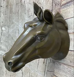 Buy Wall Mounted Horses Stallion Head Sculpture Bust 100% Real Bronze Statue Figure • 126.21£