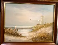 Buy Large Oil Painting On Board Seascape Lighthouse Signed Framed • 38£