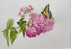 Buy Hand Painted Original Watercolor Painting Botanical Art Floral Drawing Butterfly • 73.39£