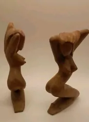 Buy Zig Zag Vintage Abstract Hand Carved Wooden Sensual Female Figures • 10£