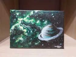 Buy Space Galaxy Painting - Green Nebula - On Canvas 5  X 7   Hand Painted Original • 15£
