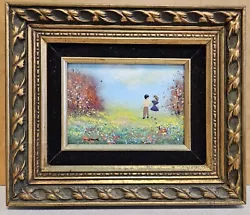Buy CHILDREN IN FIELD OF FLOWERS Enamel On Copper Painting FLEMING Abstract Art • 40.84£
