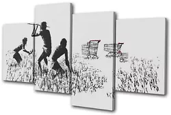 Buy Banksy Painting Trolley Hunters MULTI CANVAS WALL ART Picture Print VA • 39.99£