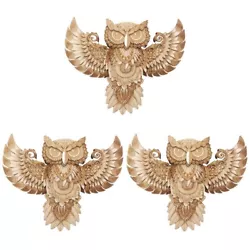 Buy  3 PCS Owl Wall Decoration Wooden Statue Rustic Birds Sculpture • 53.39£