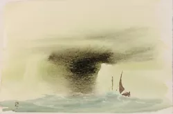 Buy T Castle Seascape Watercolour Painting Original Atmospheric Modernist 20th C • 10£