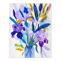 Buy Iris Flower Bouquet In Vase Contemporary Painting Wall Art Poster Print • 11.99£