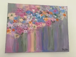 Buy Pastel Bouquet - Abstract Acrylic Flower Painting On Stretched Canvas 11 By 14in • 15£