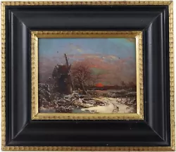 Buy A Winter Landscape At Sunset Antique Oil Painting Charles Branwhite (1817-1880) • 29£