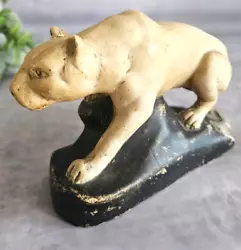 Buy Chalkware Panther Statue On The Plinth Vintage • 29.99£