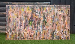 Buy Large Abstract Oil Acrylic Painting On Wooden Panel Unsigned  • 168£