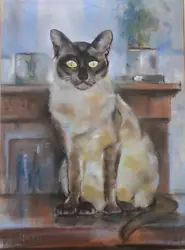 Buy Vintage Siamese Cat  Painting Framed Artist James Baker • 40£