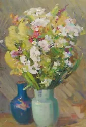 Buy Original Flowers Oil Painting Vintage Floral Still Life Soviet Ukrainian Artist • 232.98£