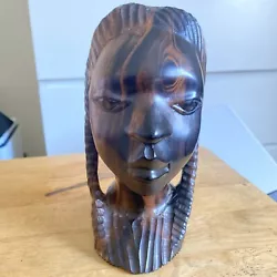 Buy Hard Wood Hand Carved Sculpture Of African Lady Head • 3.99£