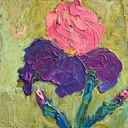 Buy Original Oil Painting Floral Art Flowers Painting Iris Flower Art Purple Irises • 48.52£