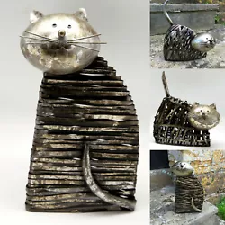 Buy Metal Cat Ornament Sculpture Statue Figurine Garden Home Ornaments Quality Gift  • 21.99£