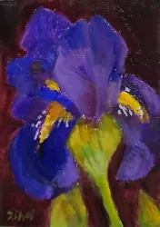 Buy ACEO, Bearded Iris, Original Floral Oil Painting, 2.5 X 3.5 In • 8.15£
