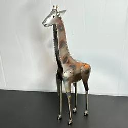 Buy Unique Recycled Welded Metal Giraffe Sculpture Handmade Decor Folk Art Mexico • 20.41£