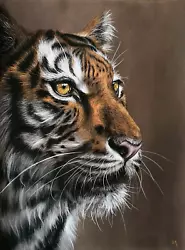 Buy ORIGINAL PASTEL PAINTING - TIGER - PORTRAIT FINE ART  Big Cat Leopard Lion Oil • 169£