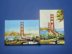 Buy Original Paintings On Wood San Francisco? Golden Gate? Set Of 2 Small 5 X7  • 47.29£