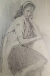 Buy Original  Pastel Drawing, 'Portrait Of A Seated Girl', Harry Thomas, Circa 1920 • 38£