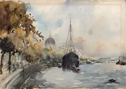 Buy Frederick Charles Winby - Watercolour Painting - River Thames London • 100£