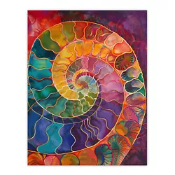 Buy Ammonite Shell Fossil Rainbow Pattern Painting Wall Art Poster Print • 11.99£