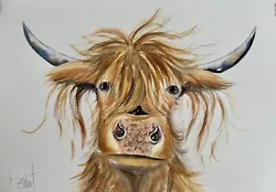 Buy A3 HIGHLAND COW ORIGINAL(Not A Print) LARGER SIZE Watercolour Painting/present • 24.99£