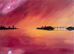 Buy Oil Painting On Canvas, Sunset Cityscape, Original Art • 10£