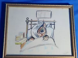 Buy Very Sweet Copy Of A Louis Wain Cat In Bed Picture Pencil Sketch + Watercolour • 35£
