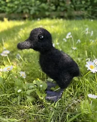 Buy 🐥 Handmade Needle Felt Wool Black Duckling New OOAK Sculpture Bird 🐥 • 20£