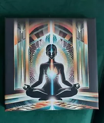 Buy Spiritual Artwork On Canvas, 25cmx25cm, Meditation Pose, Colourful, Art Deco • 17.25£