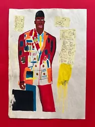 Buy Jean-Michel Basquiat Painting On Paper (Handmade) Signed And Stamped Mixed Media • 121.72£
