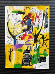 Buy Jean-Michel Basquiat Painting On Paper (Handmade) Signed And Stamped Mixed Media • 129.89£