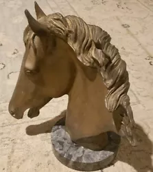 Buy Gorgeous Bust Horse Head Bronze Sculpture On Marble Base Figurine Figure Deco • 40.84£