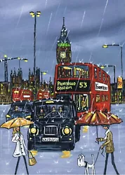 Buy Original Painting By South London Artist Dan, London On A Wet And Windy Day  • 100£
