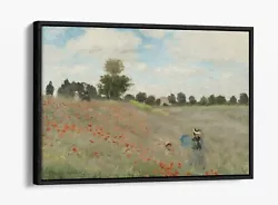 Buy Claude Monet Poppy Field Float Effect Canvas Wall Art Pic Print- Green Blue • 24.99£