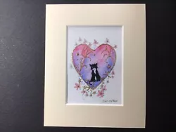 Buy Aceo Original Watercolour Painting By Toni Black Cat In A Gold Heart • 6.90£