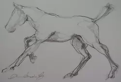 Buy Original Pencil Equestrian Drawing Of A Degas Sculpture Of A Galloping Horse • 29.99£