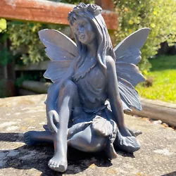 Buy Bronze Sitting Flower Fairy Ornament Magic Outdoor Garden Decorative Sculpture • 25£