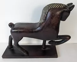 Buy Vintage Etruscan Horse Sculpture Wooden Statue With Metal Mane Large 16in Long • 65£