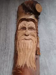 Buy Birch Wood Carving Wizard Face Made In Wales 1999..12 Inches Long 5 Inches Wide • 16£