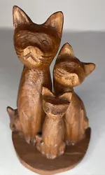 Buy Vintage MCM Mid-Century Modern Wooden 3 Cats Trio Sculpture Figurine Teak Wood • 8.17£