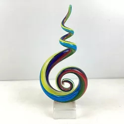 Buy Rainbow Art Glass Spiral Sculpture (34 Cm Height) W/ Base (X) S#942 • 27.02£