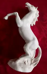 Buy A. SANTINI REARING HORSE MUSTANG WHITE ALABASTER ART FIGURINE ITALY MADE 1962's • 37.99£