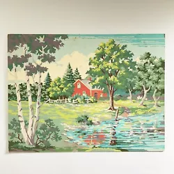 Buy House In The Woods By A Pond Oil Painted Paint By Number Art Finished 12 X 16 • 30.99£