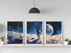 Buy Ethereal Watercolor Astronaut Moon, Painting Print 5 X7  On Matte Paper • 12.99£