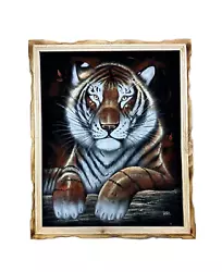 Buy TIGER, Hand Painted , VELVET PAINTING ,18  BY 22  W , FRAME ,   NEW , BENGAL • 39.21£