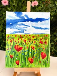 Buy Poppy Field Original Oil Painting On Canvas Home Decor Floral Flower Art Sale • 80£