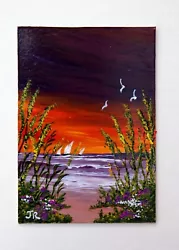 Buy Original ACEO Art Card Miniature Painting:  Sailing At Sunset  By Judith Rowe • 6£